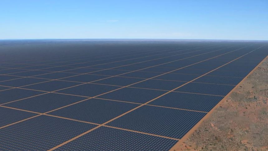 Sun Cable计划中在北领地建设巨型太阳能农场电脑生成图，图/Sun Cable