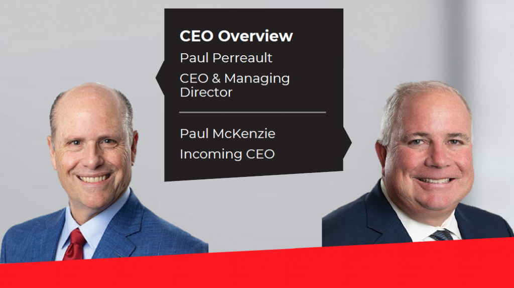 Paul Perreault（左）
和即将接任CEO职位的Paul McKenzie（右）